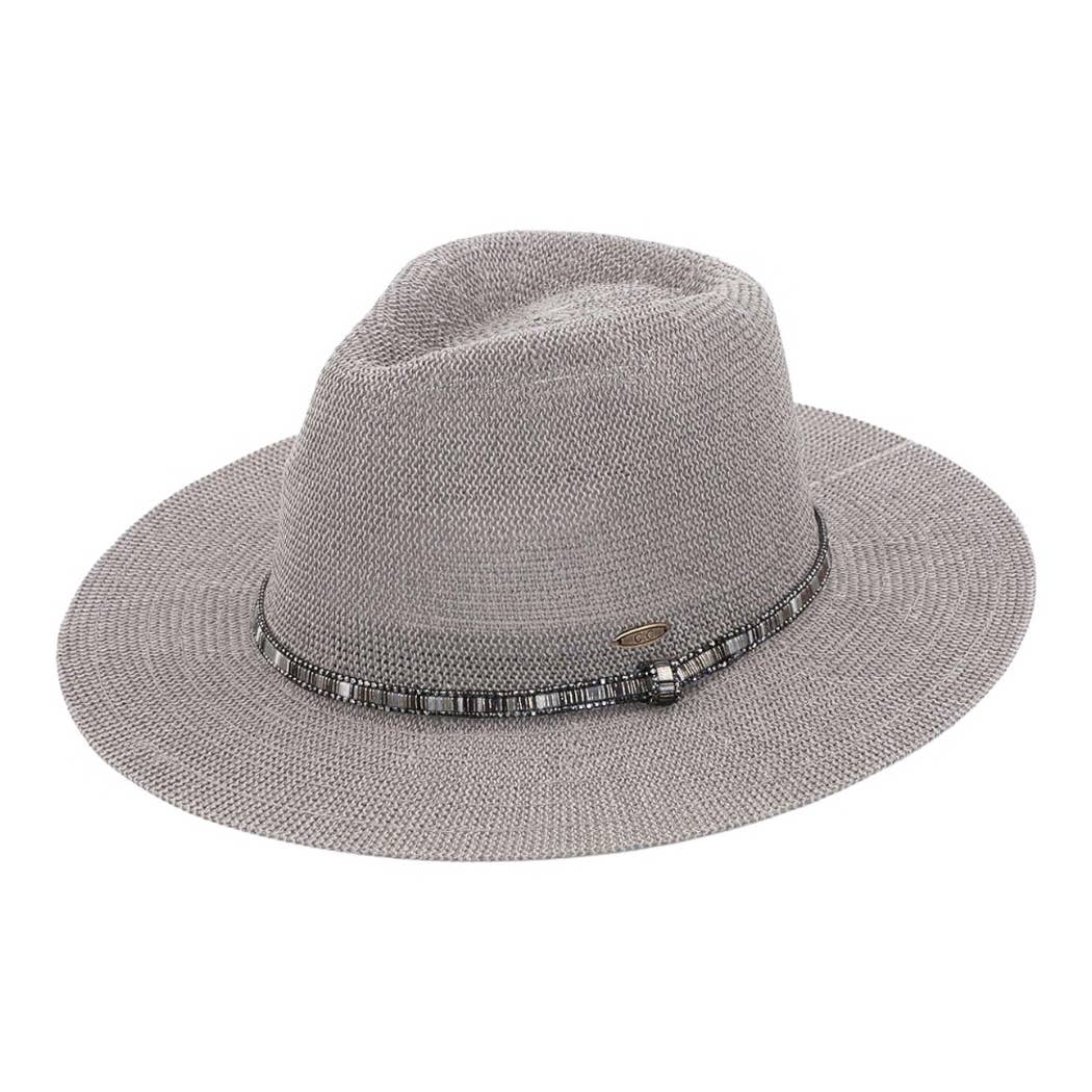 Multi-Colored Thread with Beaded Panama Hat: CLAY / ONE SIZE