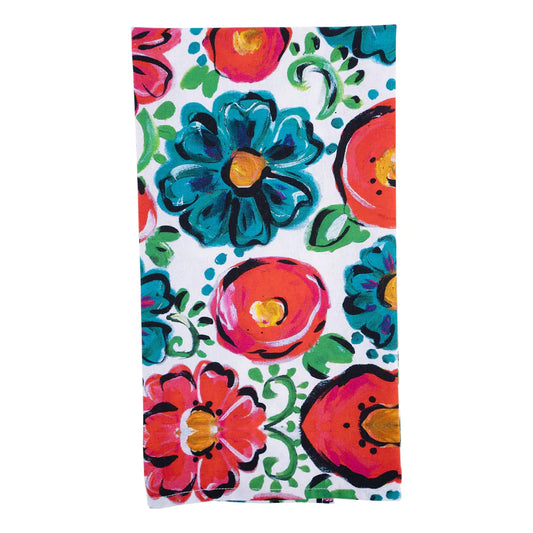 White Floral Tea Towel