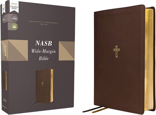 NASB Wide Margin Bible Brown Leather