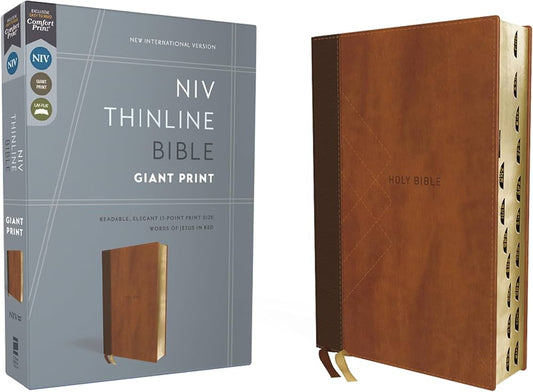 NIV Thinline Reference Bible Giant Print Brown Leather
