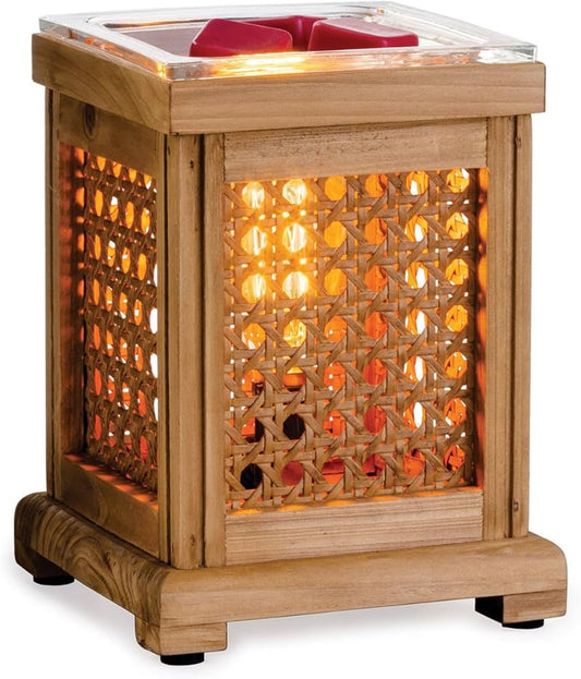 Vintage Style Bulb Illumination Fragrance Warmer Wood & Cane