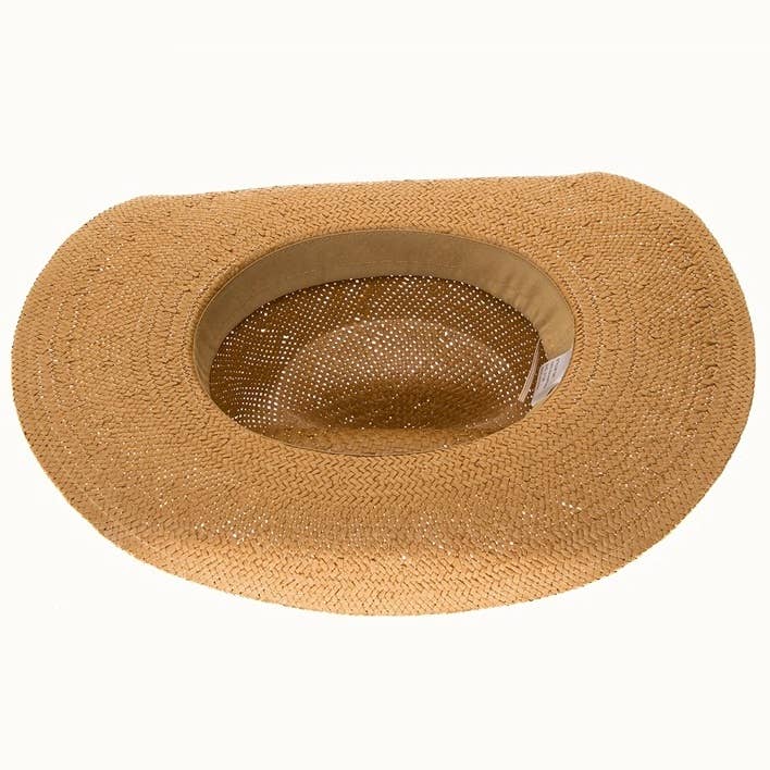 Handmade Western Smooth Toyo Straw Cowboy Hat, Adjustable: Black
