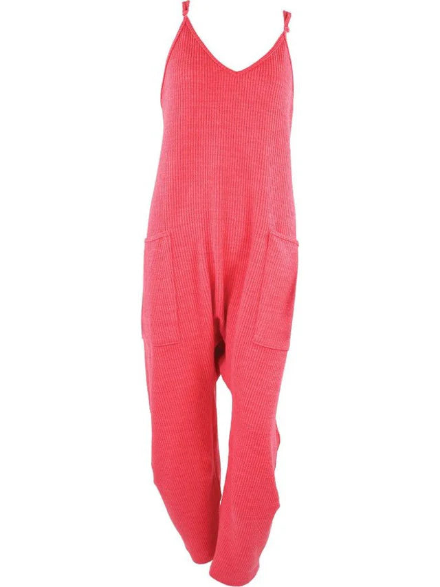 Ribbed Knit Jumpsuit Pink