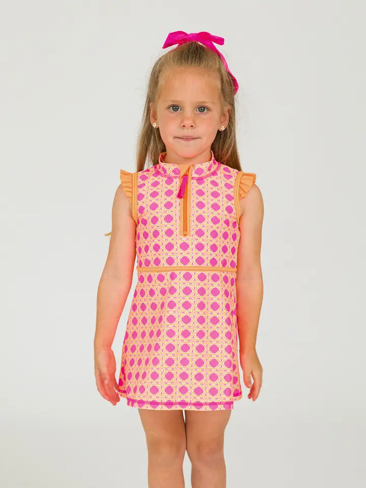 Sherbet Cane Flutter Sleeve Active Dress & Bike Short Set