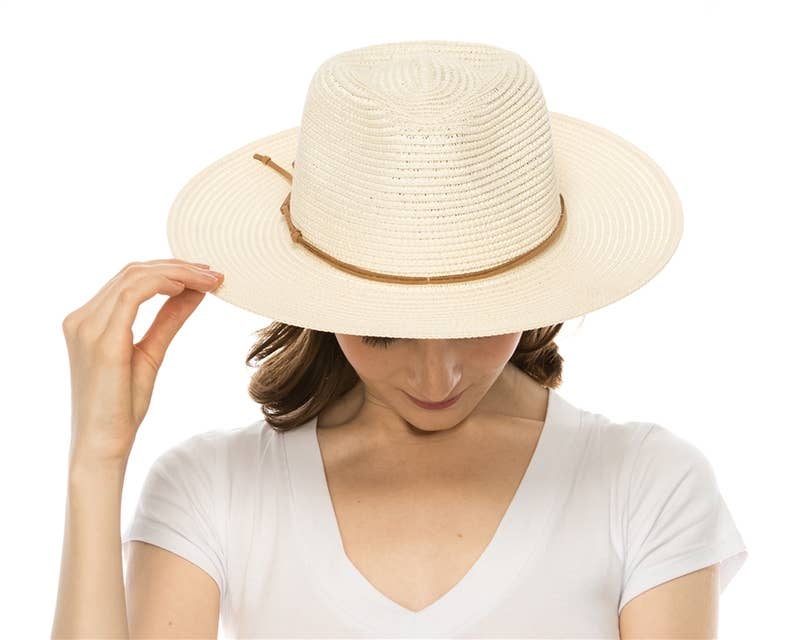 Straw Summer Rancher Hat - Knotted Band Ivory