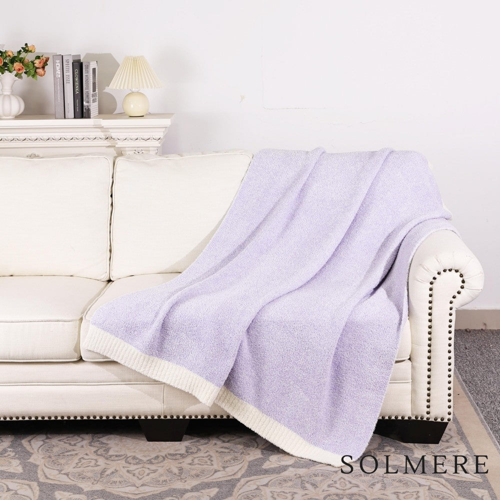White Border Heather Lavendar Chenille Blanket