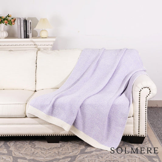 White Border Heather Lavendar Chenille Blanket