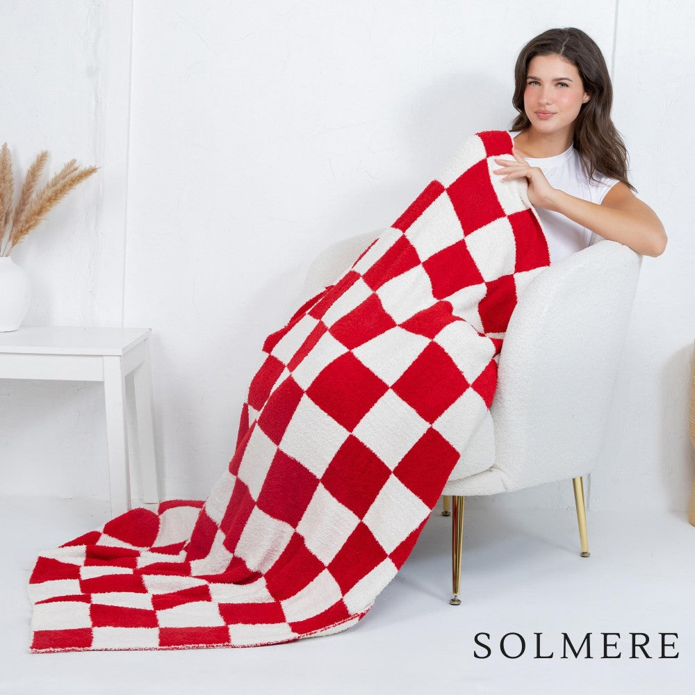Red Check Chenille Blanket