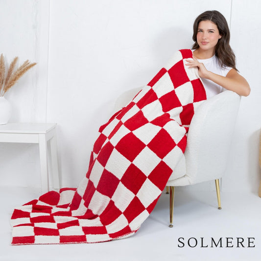 Red Check Chenille Blanket