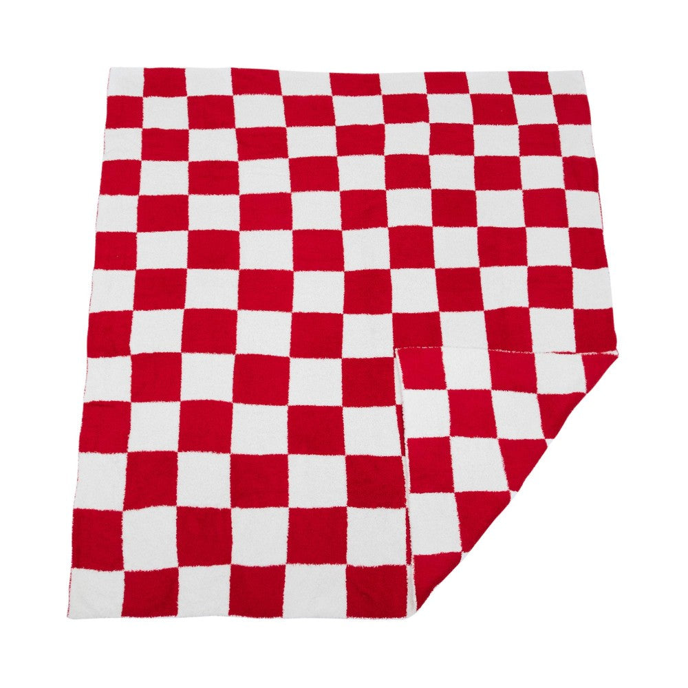 Red Check Chenille Blanket