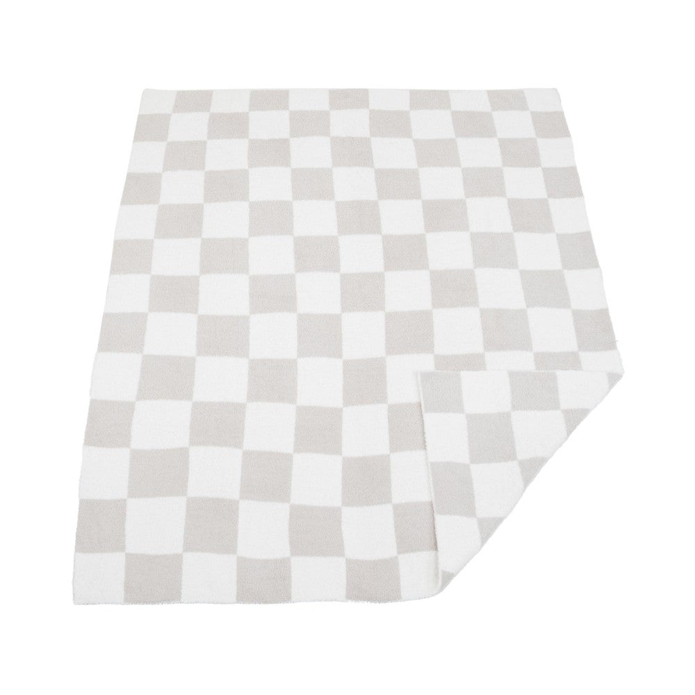 Tan Check Chenille Blanket