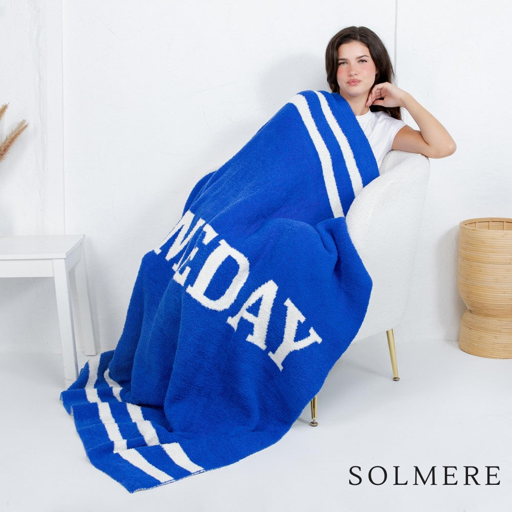 Gameday Blue Chenille Blanket