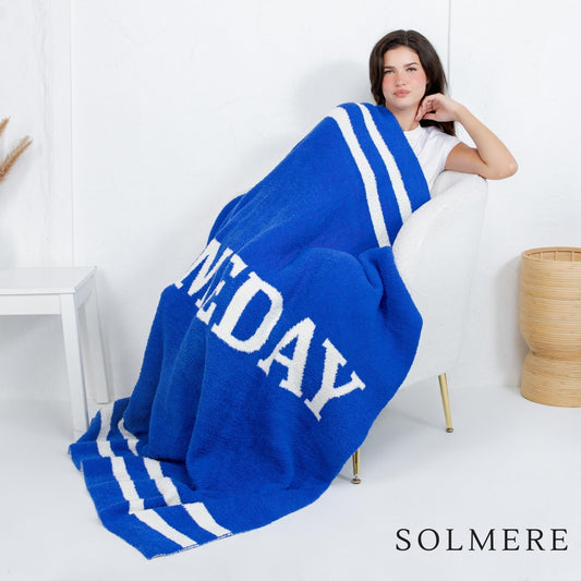Gameday Blue Chenille Blanket