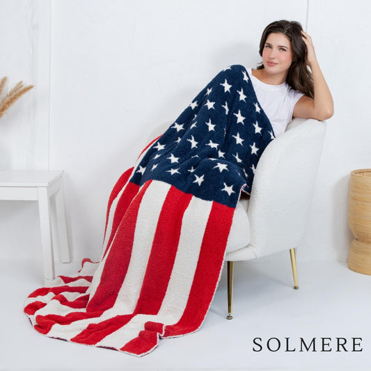 American Flag Chenille Blanket