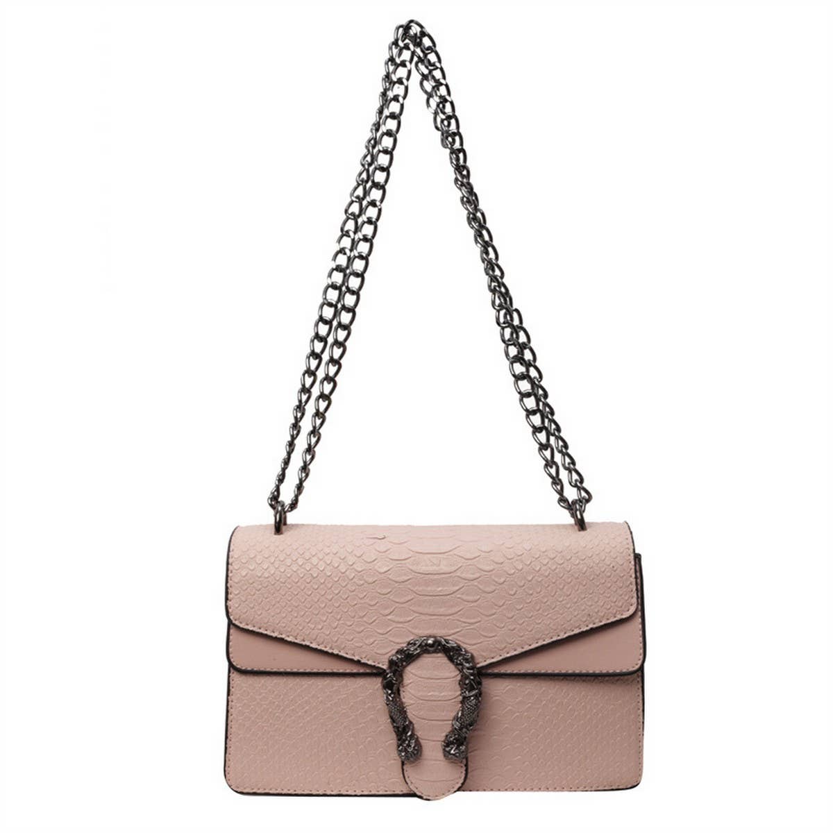 Crossbody Square Bag with Chain in Pink