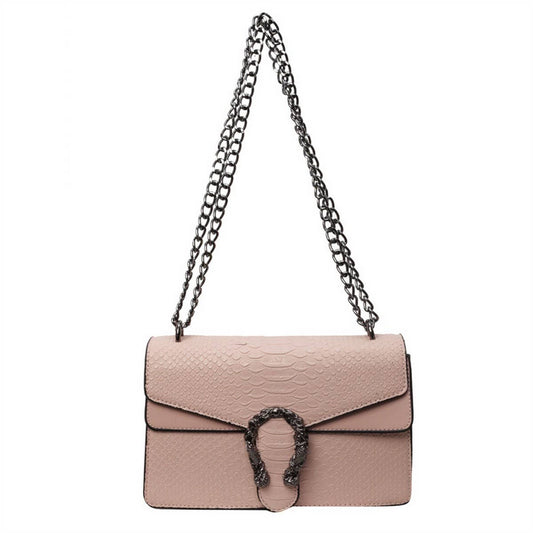 Crossbody Square Bag with Chain in Pink