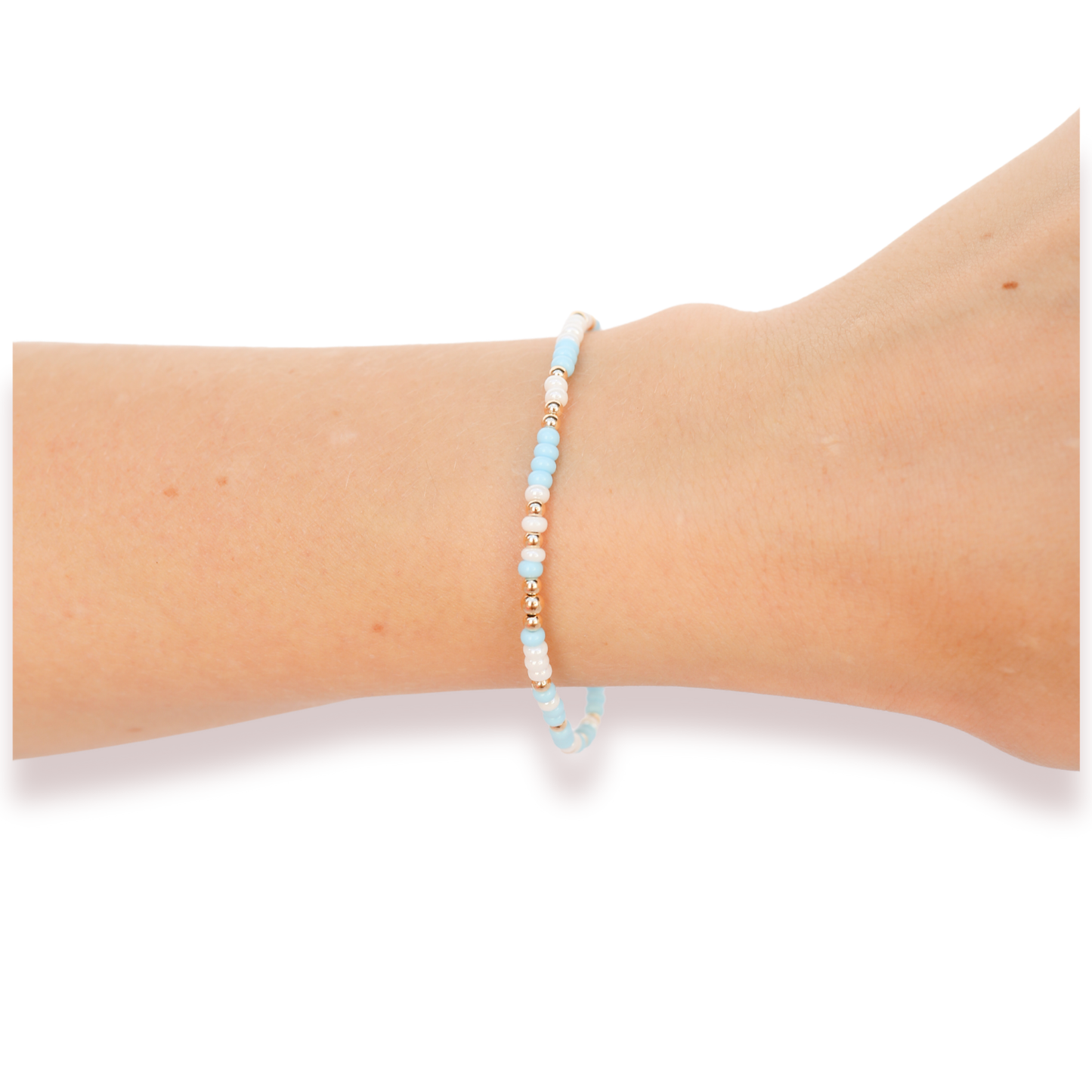 Pastel Blue & White Sprinkle Bracelet: Standard 6.75 inch