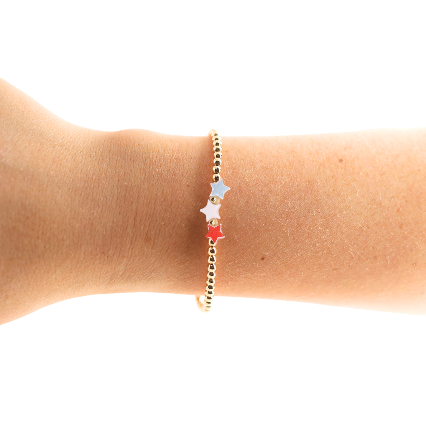 Red, White and Blue Star Bracelet: Standard 6.75 inch / Sprinkle