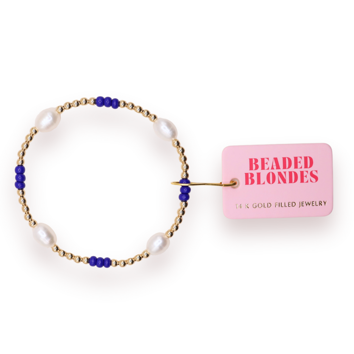 Cobalt Blue Pearl Poppi Bracelet: Standard 6.75 inch