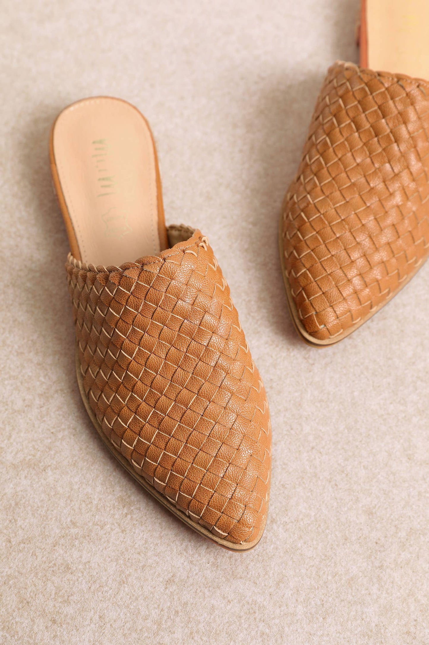 Woven Mule in Cognac