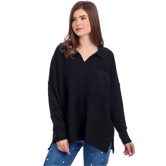 Noa Collared Sweatshirt Black