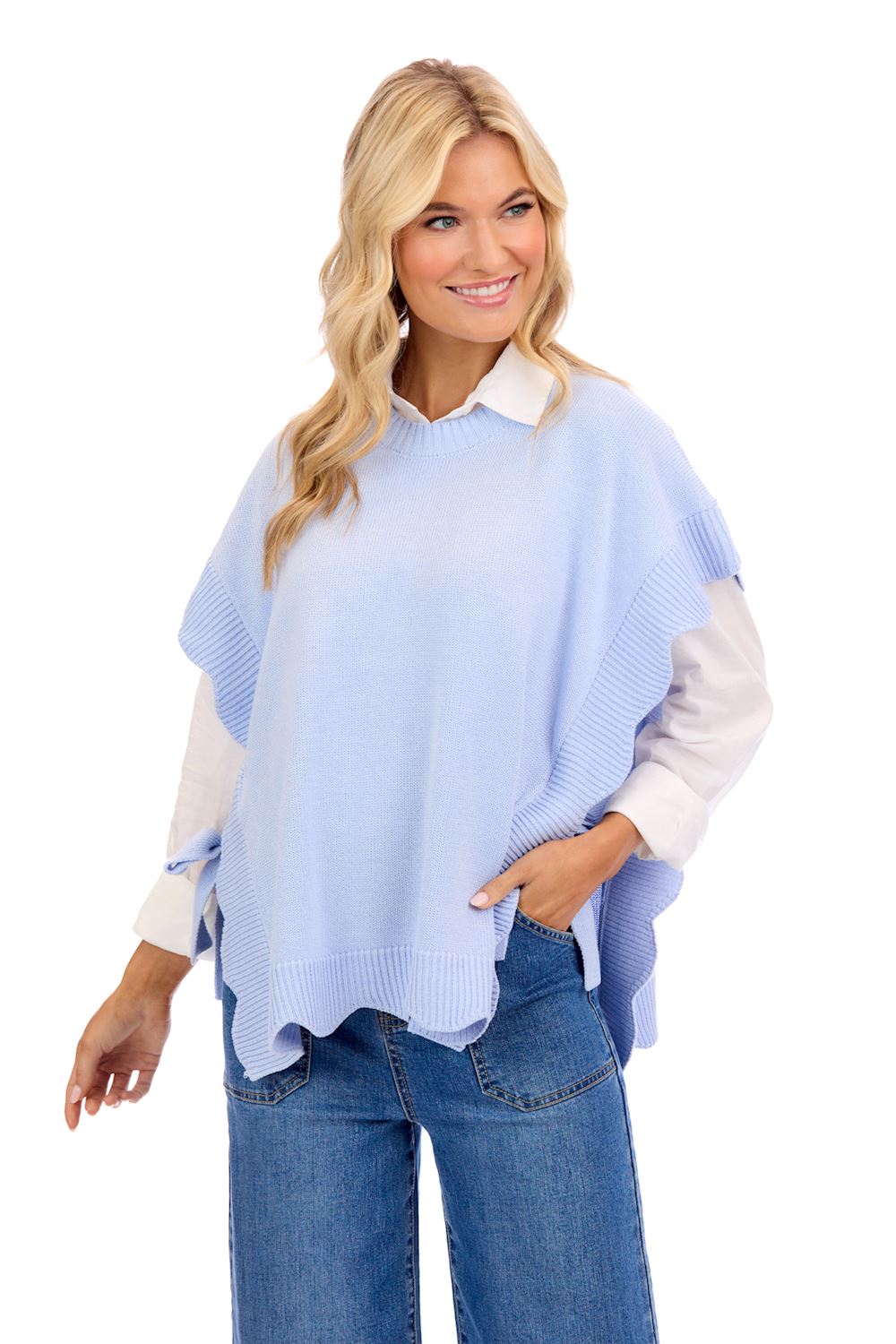 Blue Rigsby Scallop Sweater