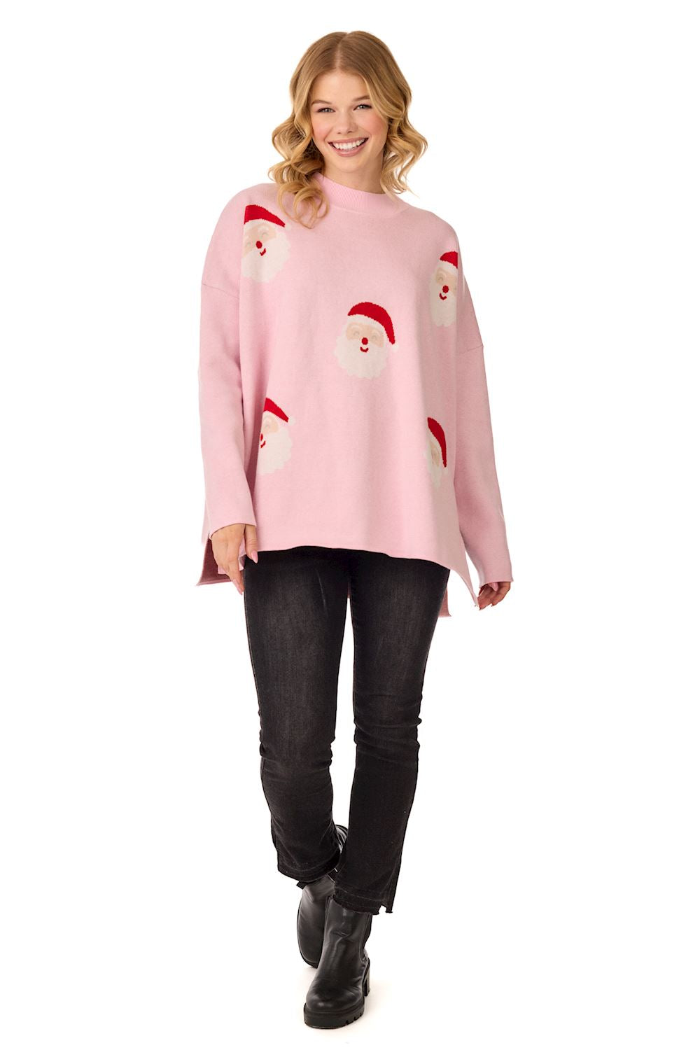 Pink Holiday Jacquard Sweater