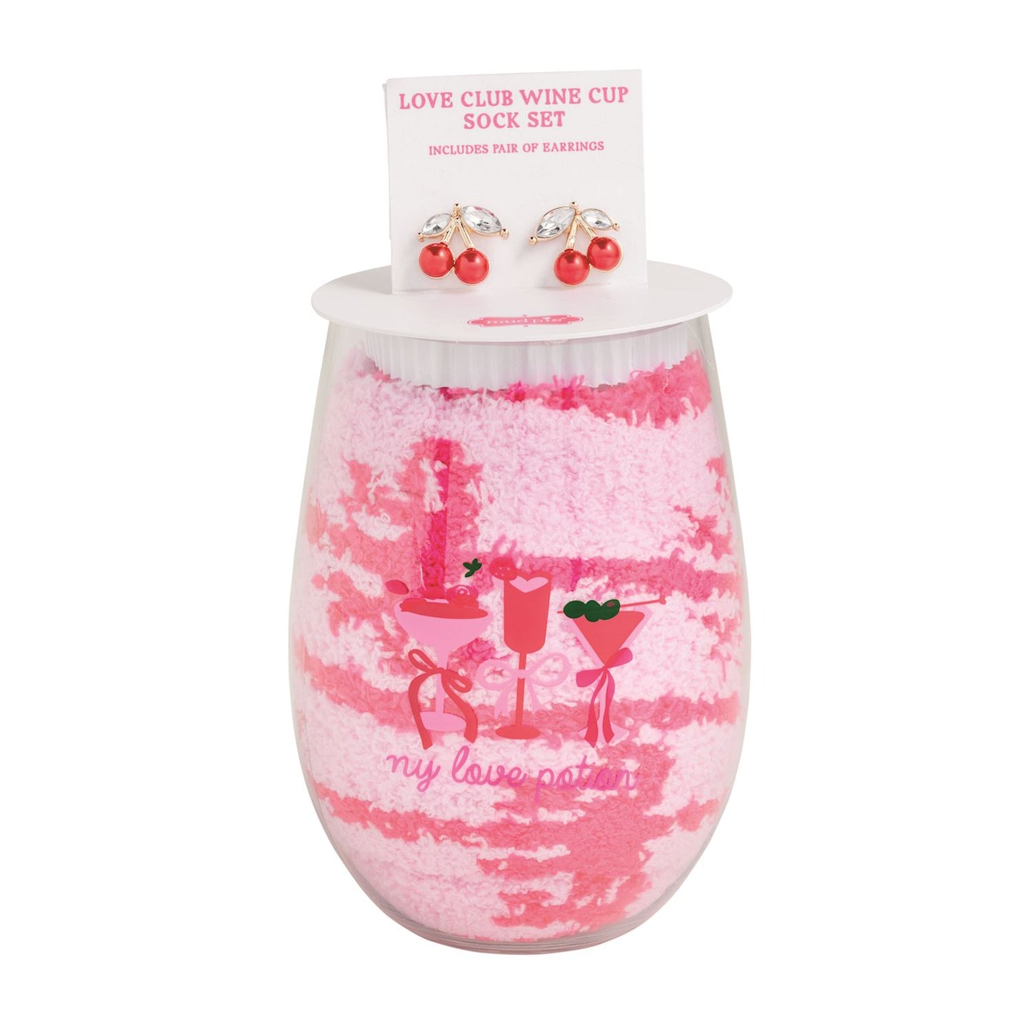Bow Wine Glass, Sock & Earring Set