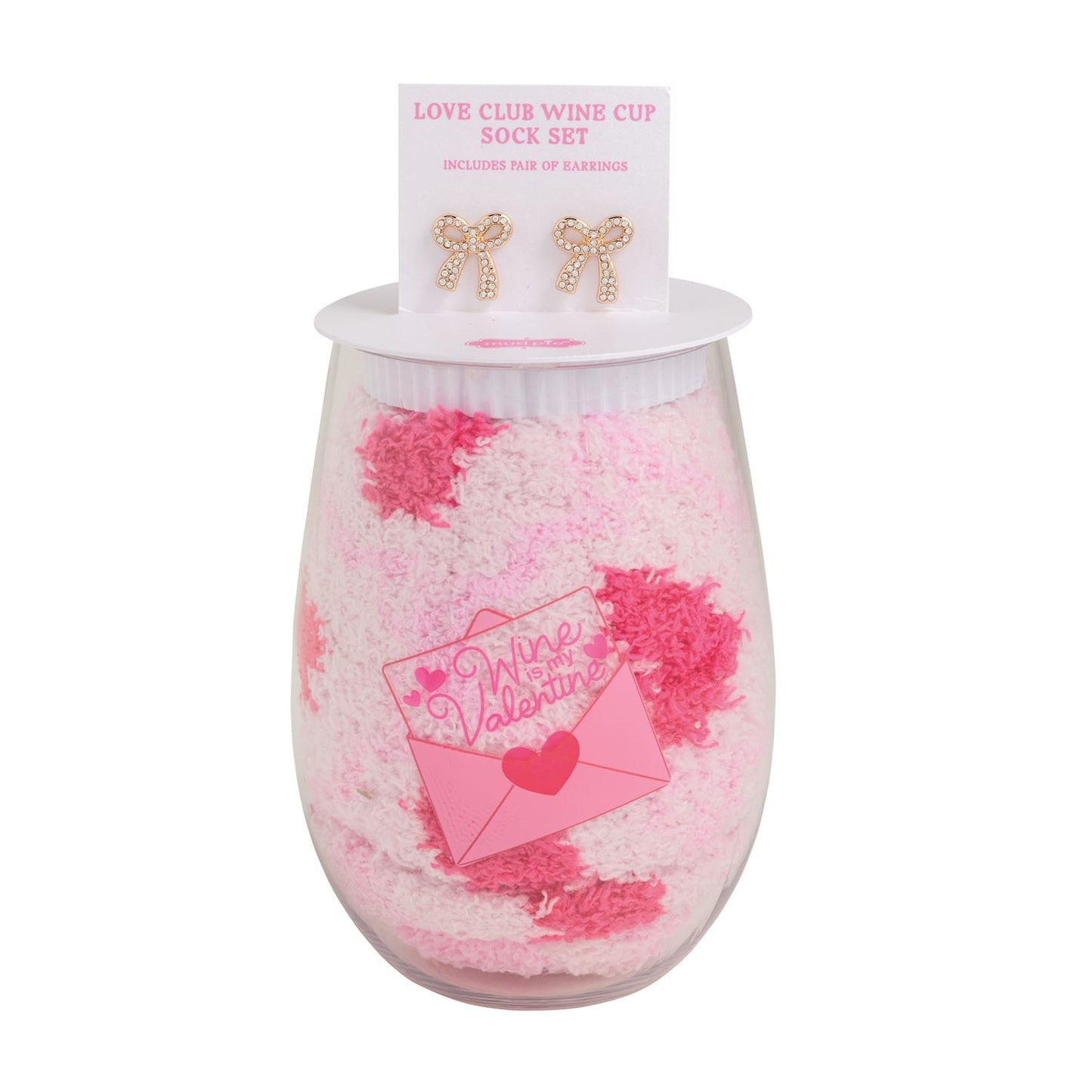 Heart Wine Glass, Sock & Earring Set