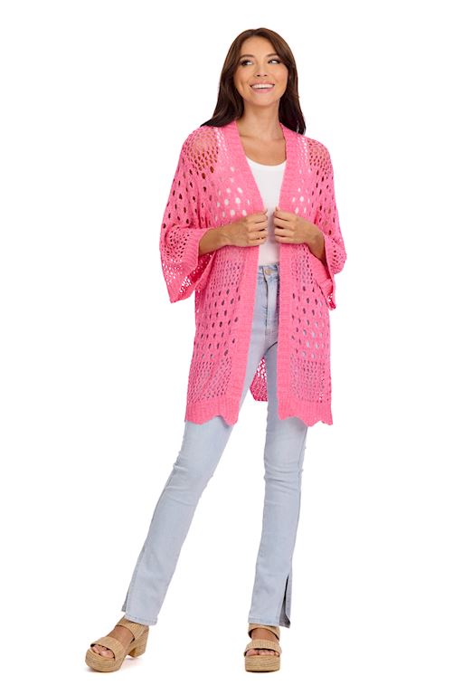 Jeanie Crochet Cardigan-Pink