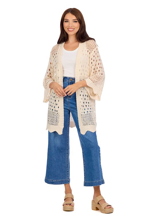 Jeanie Crochet Cardigan-Wh