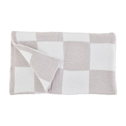 Gray Chenille Checkered Blanket