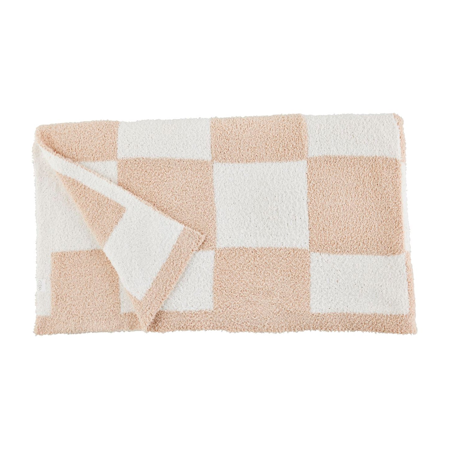 Tan Chenille Checkered Blanket