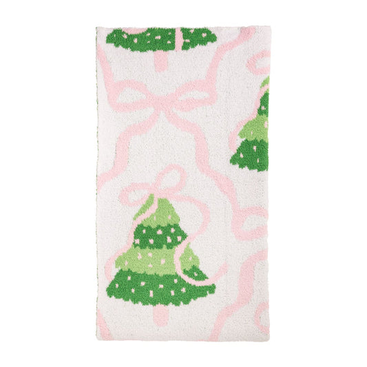 Pink Bow Tree Chenille Blanket