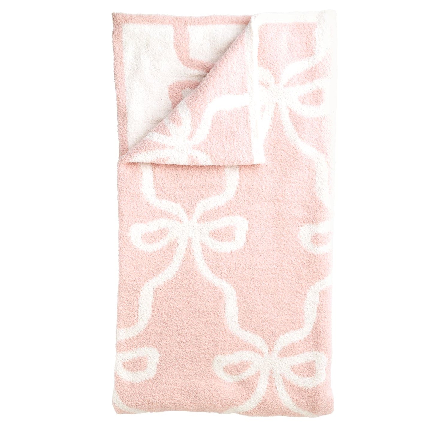 Blush Bow Chenille Blanket