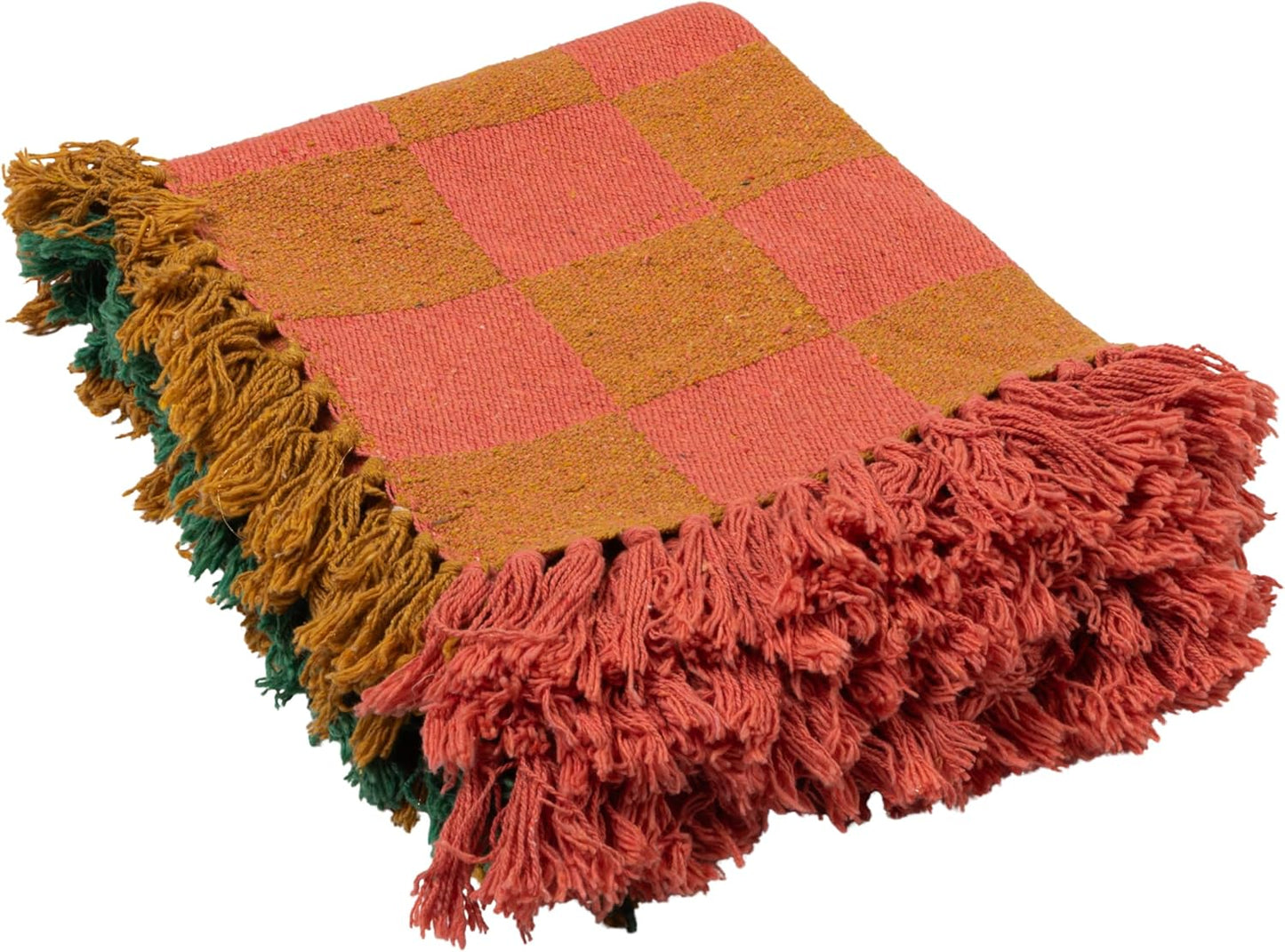 Woven Recycled Cotton Blend Two-Tone Throw Blanket