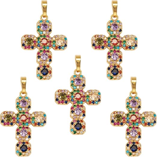 Cross Pendant with Colorful Stones