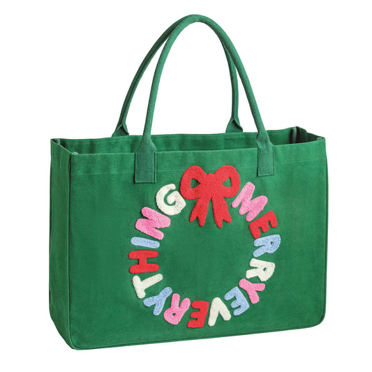 Green Holiday Bouclé Tote