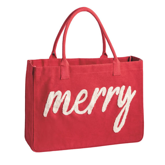 Red Holiday Bouclé Tote