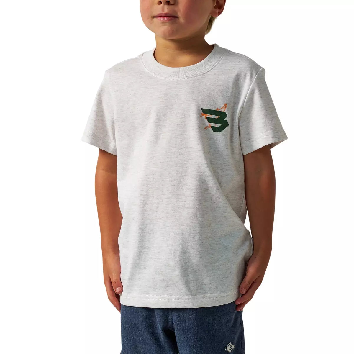 YOUTH SHORT SLEEVE TEE - DUCK FLYING B (GREEN) LOGO - OATMEAL