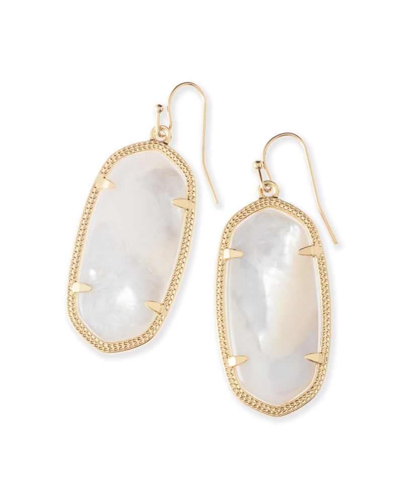 Elle Gold Drop Earrings in Ivory Mother-of-Pearl