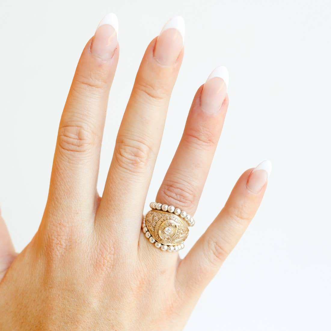 Lauren Beaded Band in Silver: 7/8