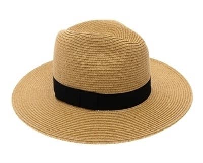 Classic Straw Beach Panama Hat - UPF 50+: Natural/Brown