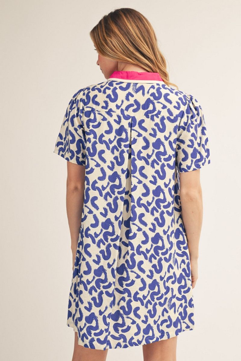 Royal Abstract Shift Dress