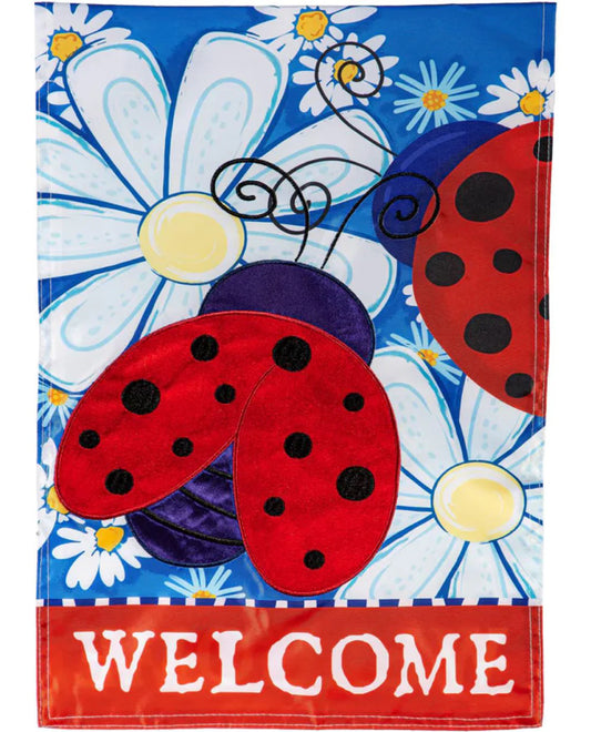 Patriotic Ladybugs Applique Garden Flag