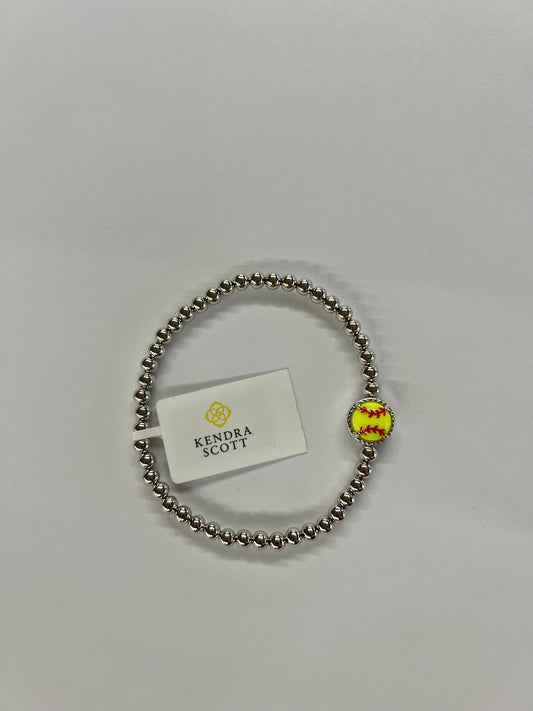 Softball Strech Bracelet Silver