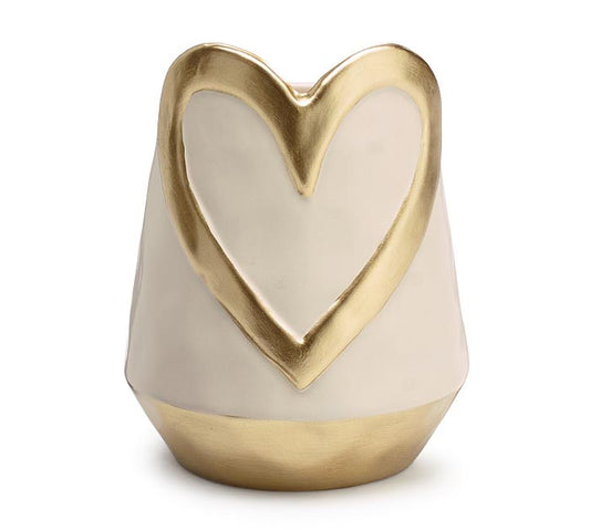 6" Gold Heart Ceramic Vase