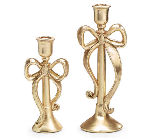 Gold Candleholder With Bow