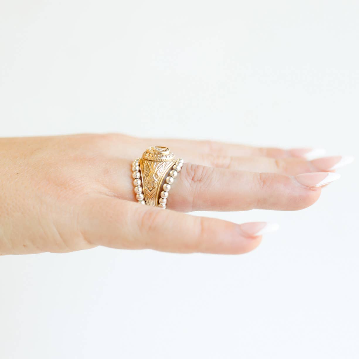 Lauren Beaded Band in Silver: 5/6