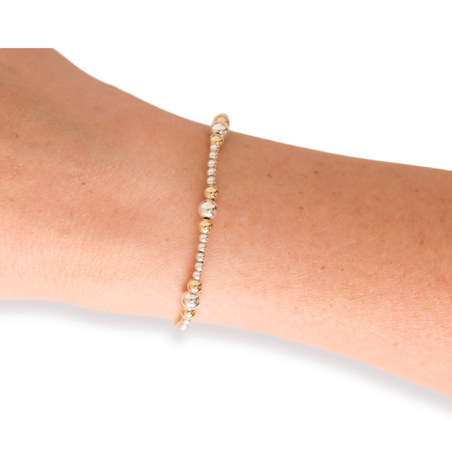 Dainty Sutton Bracelet in Silver with Gold: Standard 6.75 Inch